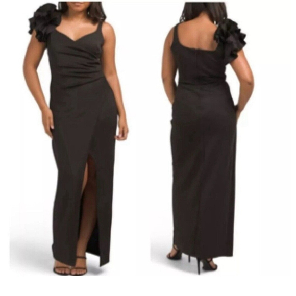 ✨ 1.STATE One-Shoulder Ruffle Black Midi Dress – Size 12 – NWT ✨ - Picture 3 of 12